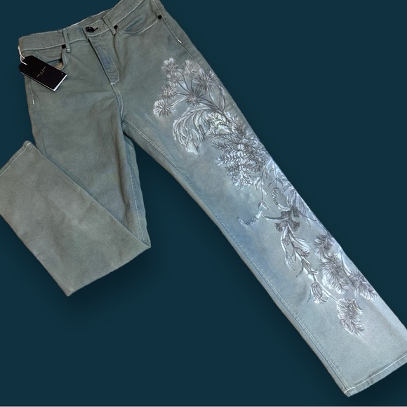 🎉HP🎉Originally NWT  Euchre Cigarette Jeans, Hand painted and Sage Dyed. 28 - Picture 2 of 13